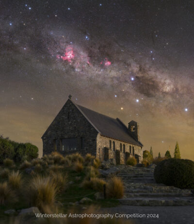Old church with highly detailed Milky Way.