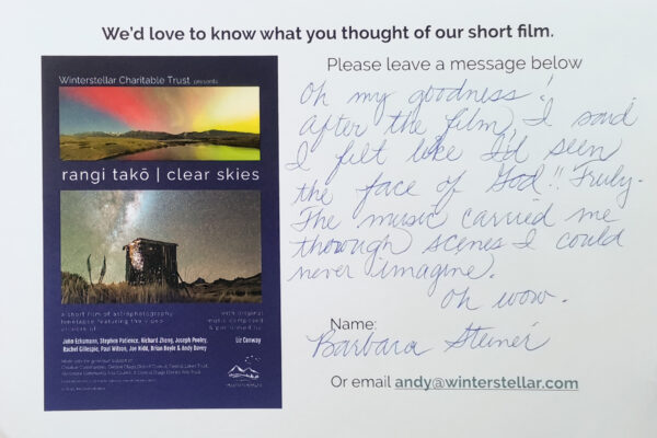 Review | "Oh my goodness! After the film I said I felt like I'd seen the face of God!! Truly the music carried me through scenes I could never imagine. Oh Wow." | Barbara Steiner, USA